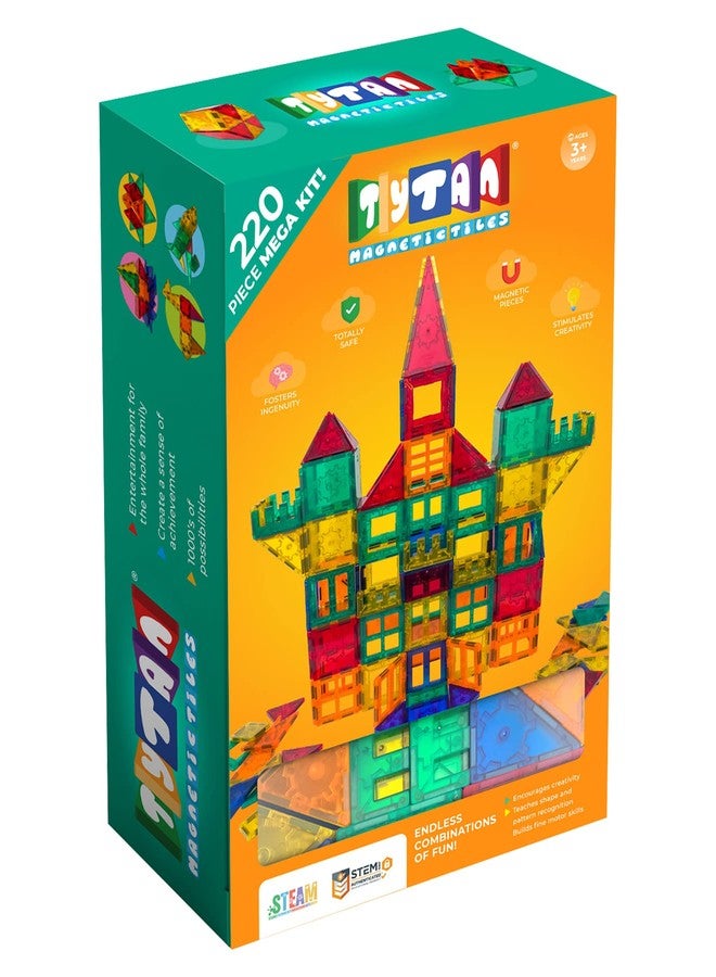 Tytan Tiles 220-Piece Supersized Magnetic Tiles Building Set, 1000s of Creations, Large 3D Castles, Massive Vehicles, & Rocket Ships, Kids’ STEM Toy, Architecture, Innovative Play, Ages 3 and Up - Image 1